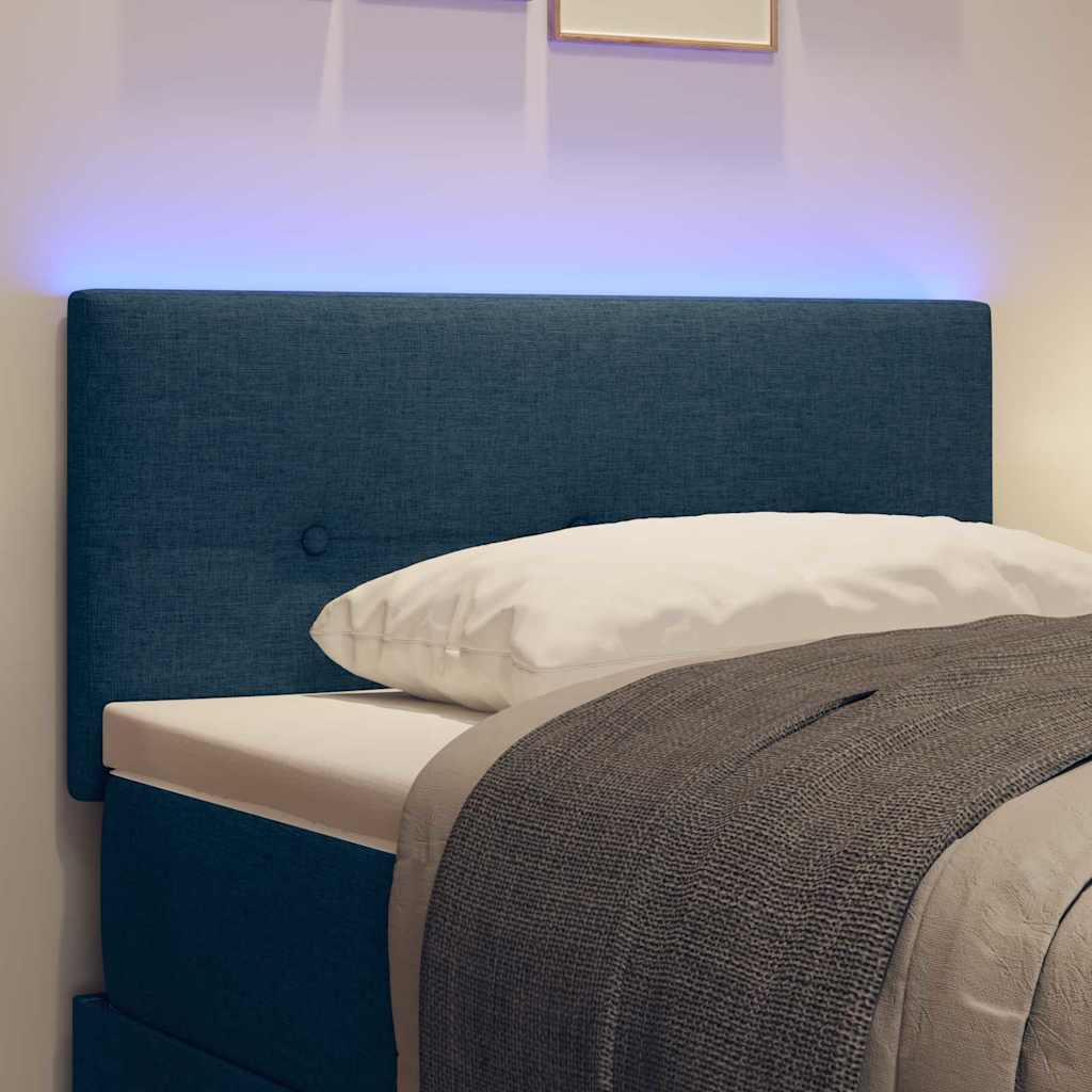 LED glava kreveta s LED trakama Plava 90 cm tkanina