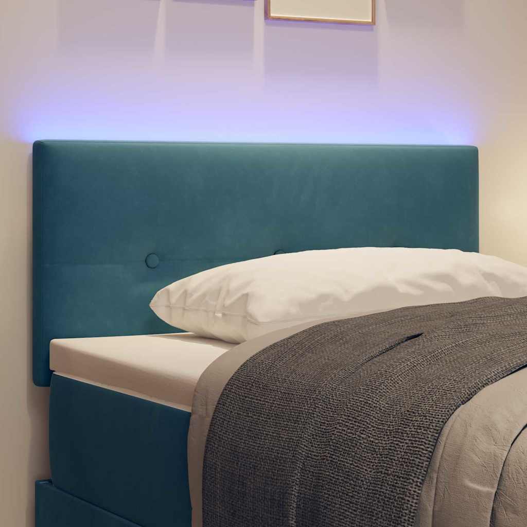 LED glava kreveta s LED trakama Plava 90 cm Baršun