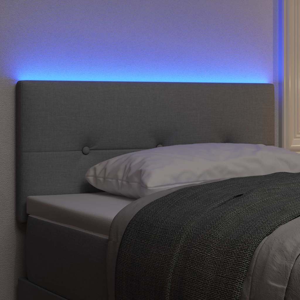 LED glava kreveta s LED trakama Svijetlo siva 100 cm tkanina