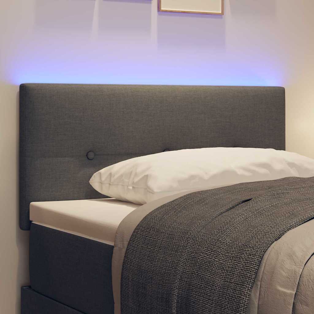 LED glava kreveta s LED trakama Tamno siva 100 cm tkanina
