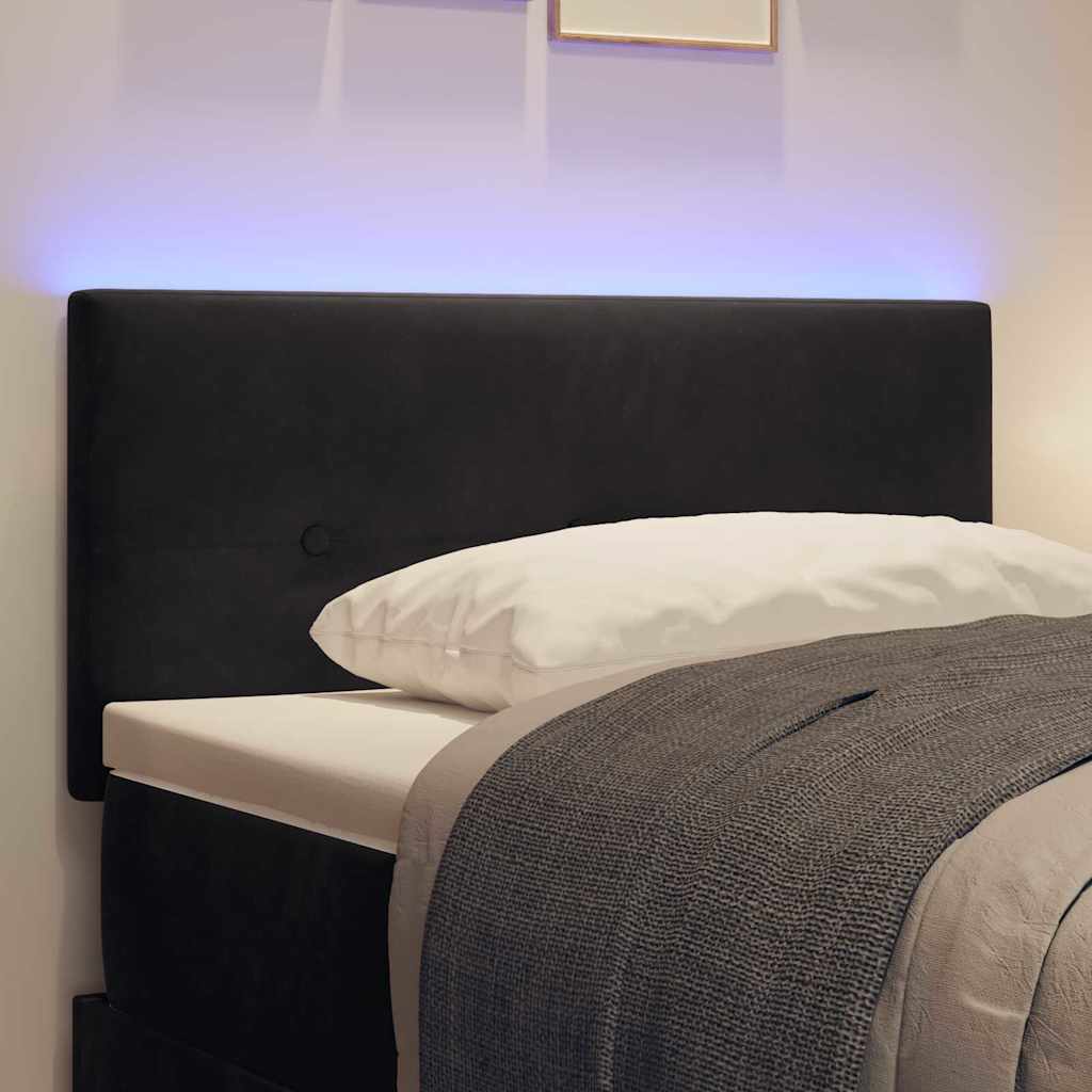 LED glava kreveta s LED trakama Crna 100 cm Baršun