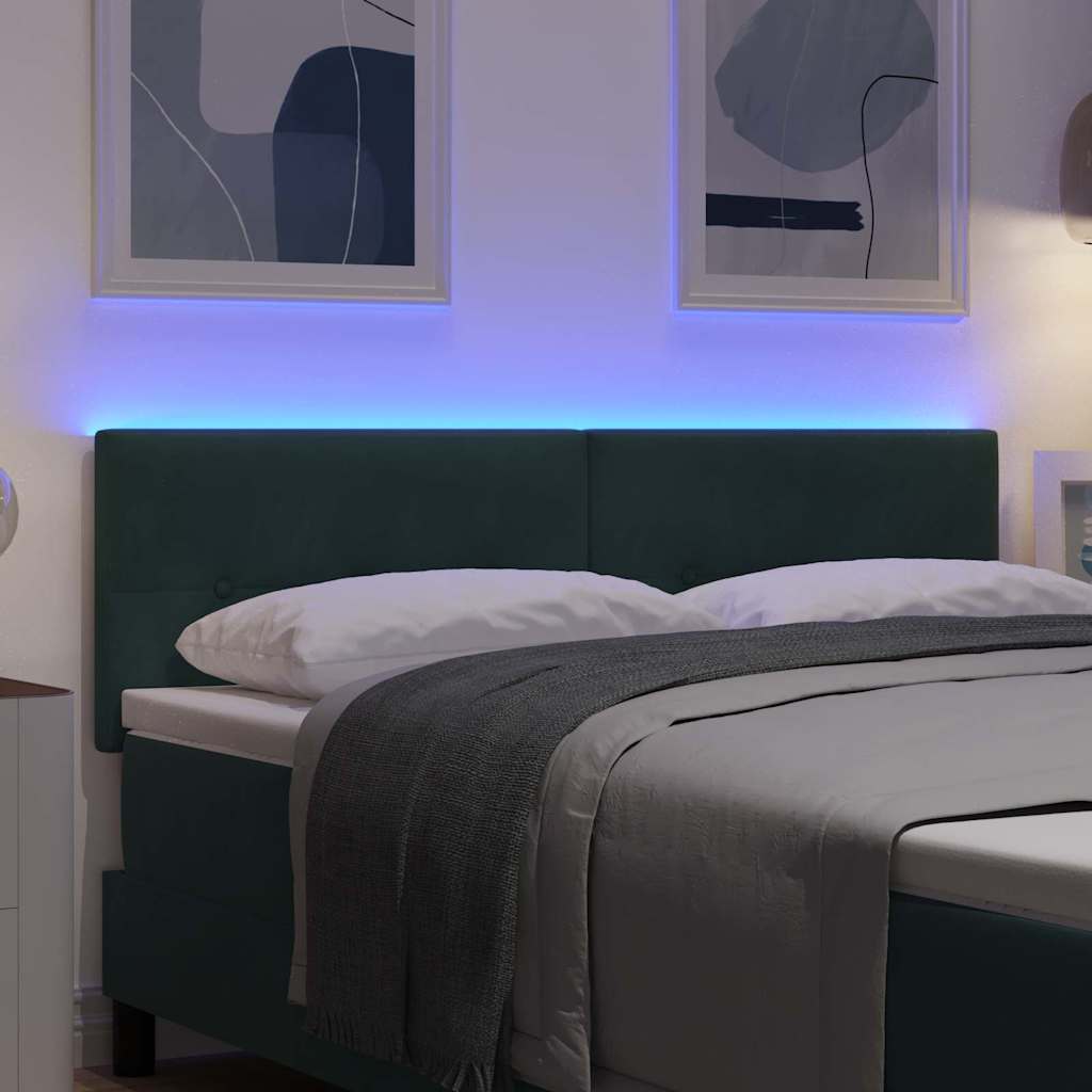 LED glava kreveta s LED trakama Zelena 144 cm Baršun