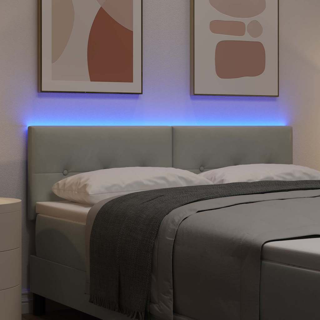 LED glava kreveta s LED trakama Svijetlo siva 160 cm Baršun