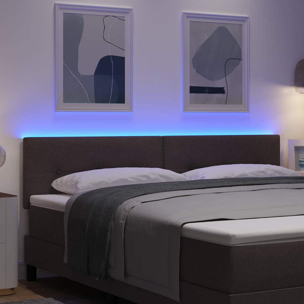 LED glava kreveta s LED trakama Tamno smeđa 180 cm tkanina