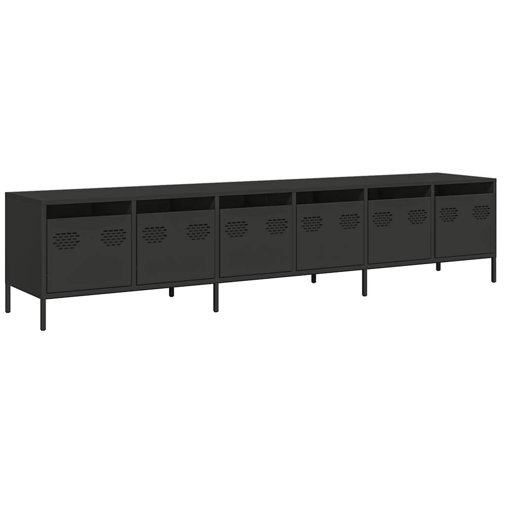 TV ormarić crni 202x39x43,5 cm hladno valjani čelik