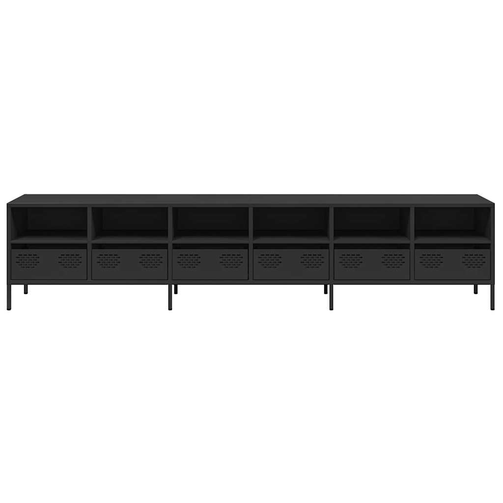 TV ormarić crni 202x39x43,5 cm hladno valjani čelik