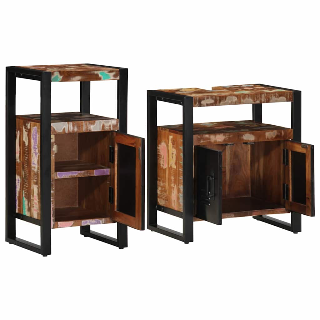 Set namještaja za kupaonicu 2 pcs Smeđa Čvrsto reciklirano drvo