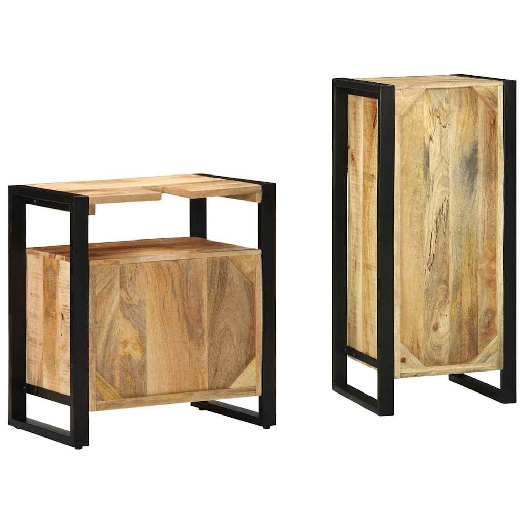 Set namještaja za kupaonicu s ladicama 2 pcs Čvrsto drvo manga
