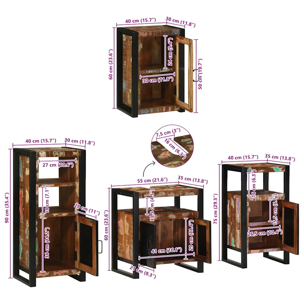 Set namještaja za kupaonicu 4 kom. Šareni 55 x 35 x 60 cm