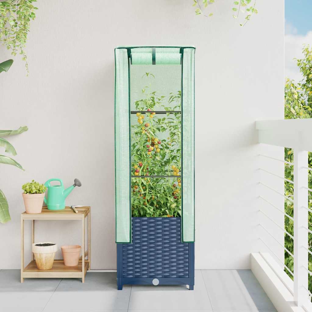 Povišena gredica s pokrovom za staklenik 40 x 40 x 139 cm