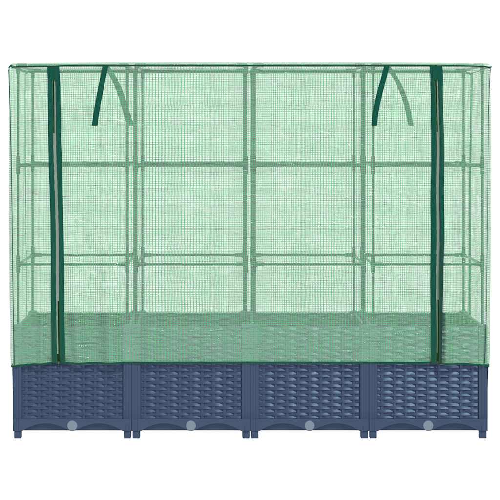 Povišena gredica s pokrovom za staklenik izgled ratana 160x40x138 cm
