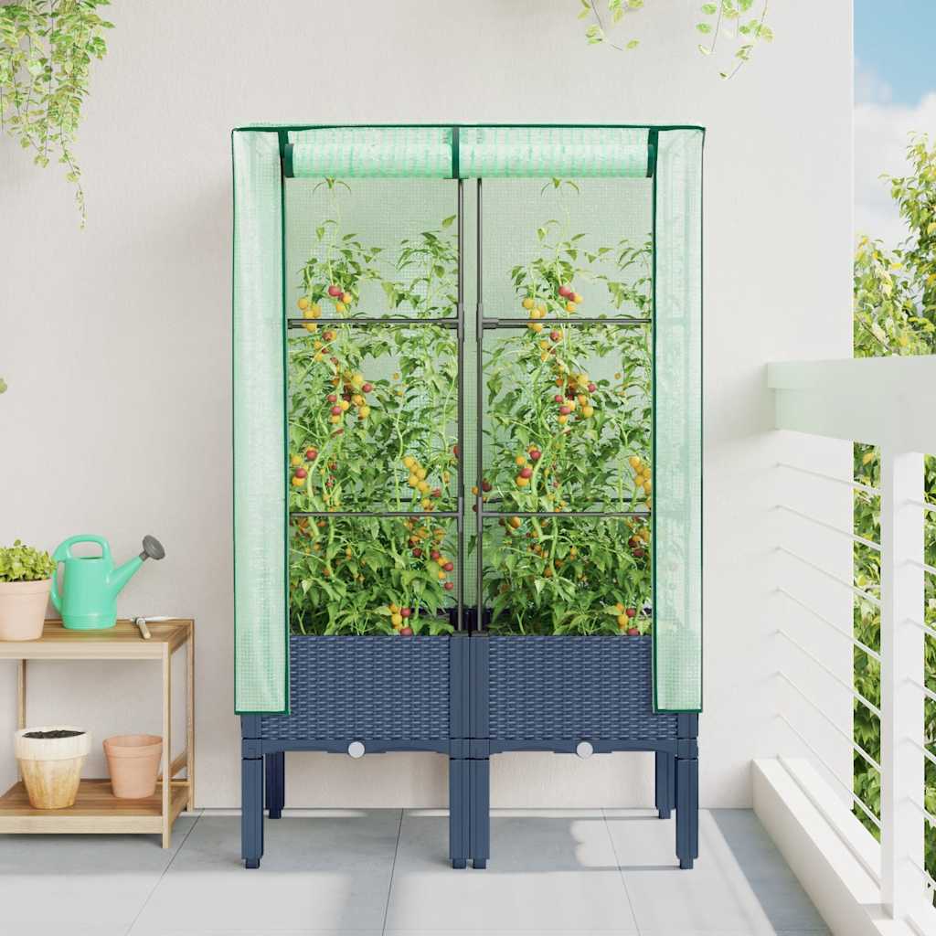 Povišena gredica s pokrovom za staklenik 80 x 40 x 140 cm