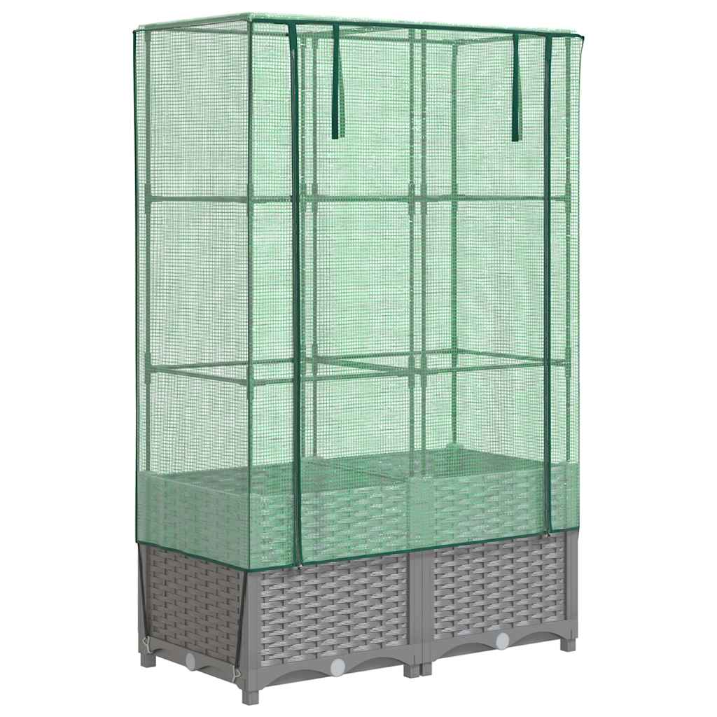 Povišena gredica s pokrovom za staklenik 80 x 40 x 138 cm
