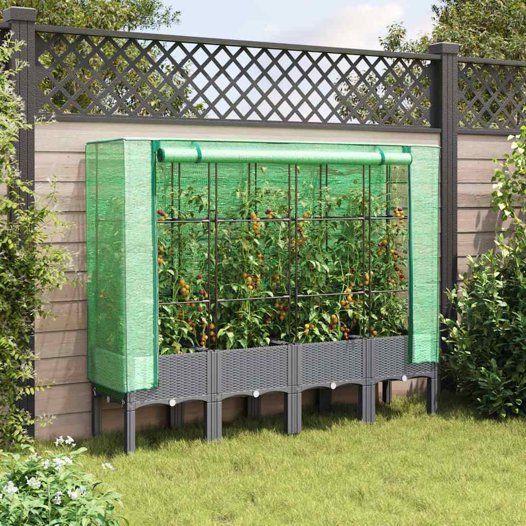 Povišena gredica s pokrovom za staklenik 160 x 40 x 140 cm