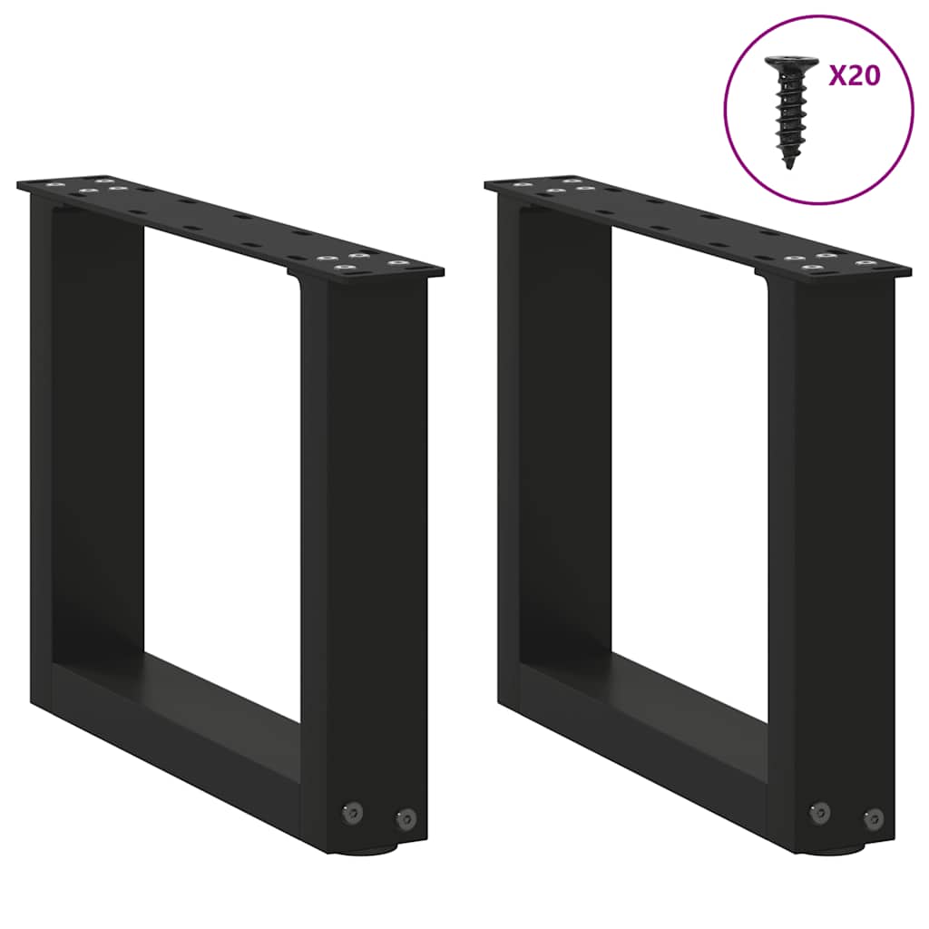 Noge za klub stolić U-oblik 2 kom Crne 40 x (30-31) cm Čelik