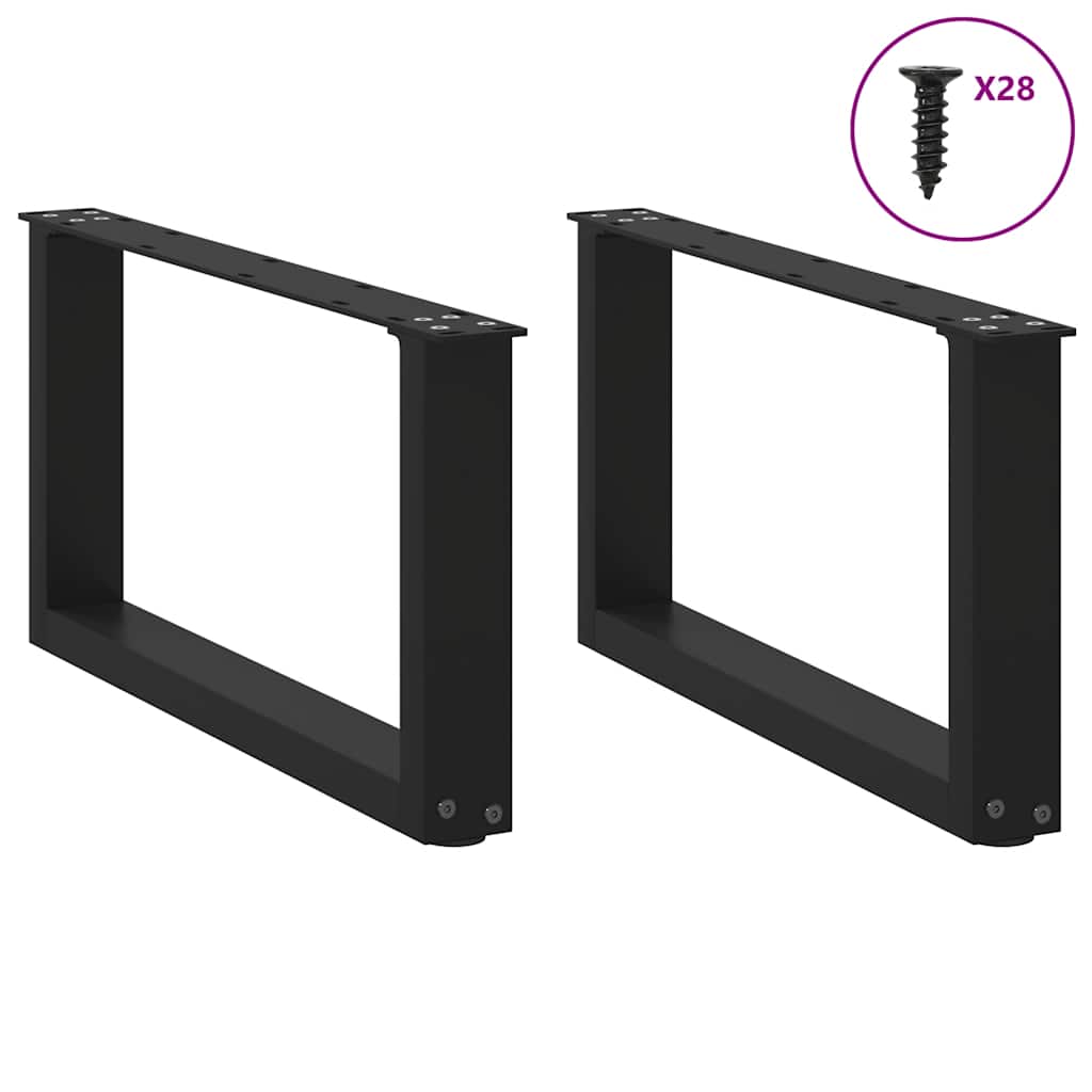 Noge za klub stolić U-oblik 2 kom Crne 70 x (30-31) cm Čelik