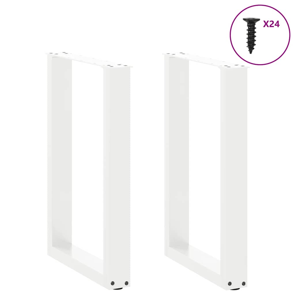 Noge za blagovaonski stol U-oblik 2 kom Bijele 50 x (72-73) cm Čelik