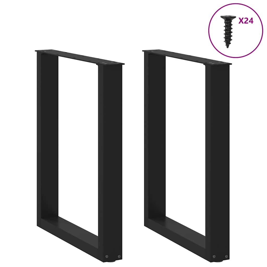 Noge za blagovaonski stol U-oblik 2 kom Crne 60 x (72-73) cm Čelik