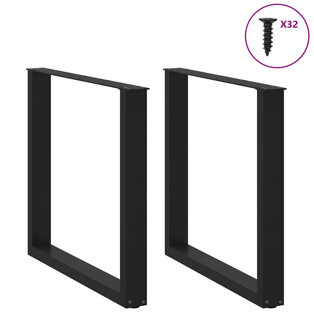 Noge za blagovaonski stol U-oblik 2 kom Crne 90 x (72-73) cm Čelik
