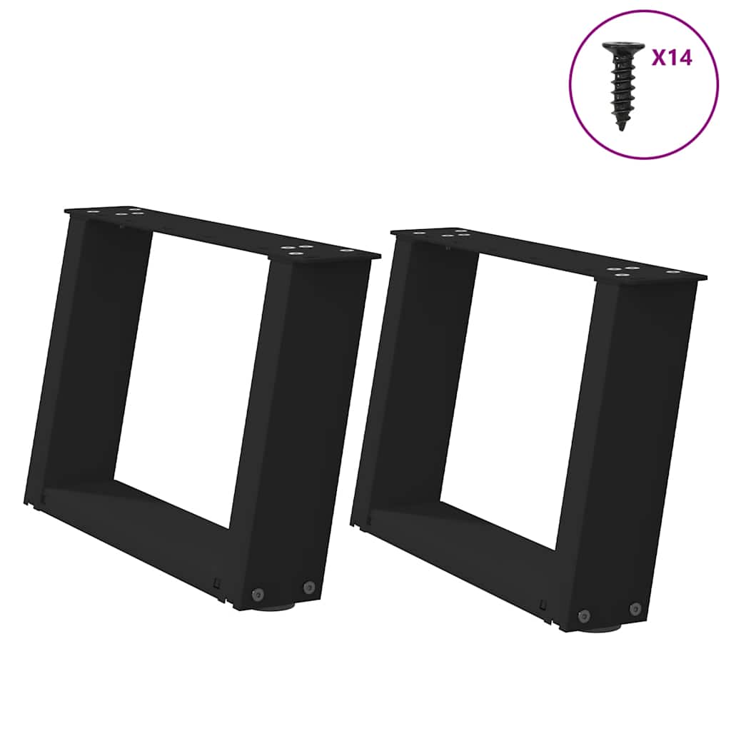 Noge za klub stolić U-oblik 2 kom Crne 40 x (30-31) cm Čelik