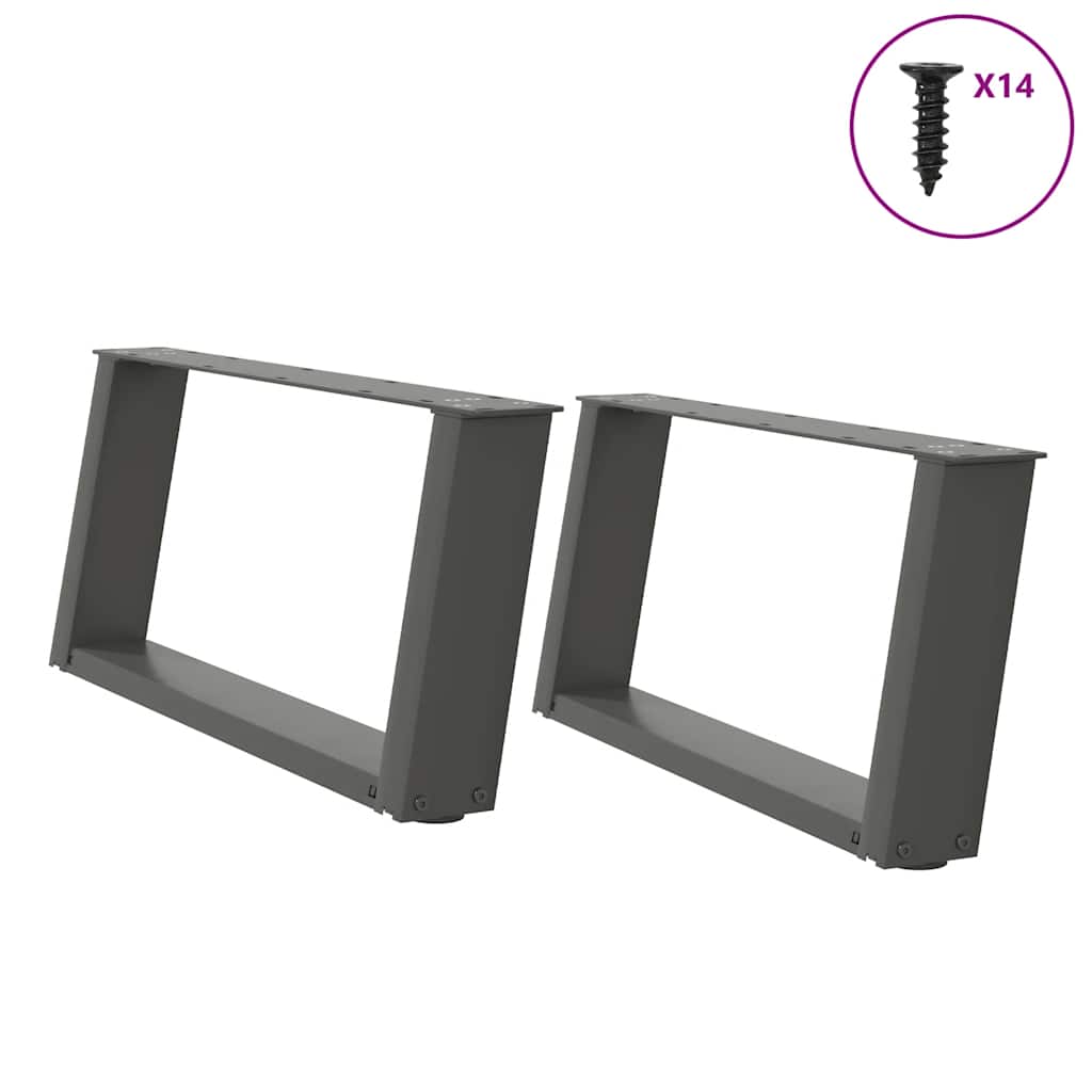 Noge za klub stolić U-oblik 2 kom antracit 60 x (30-31) cm čelik