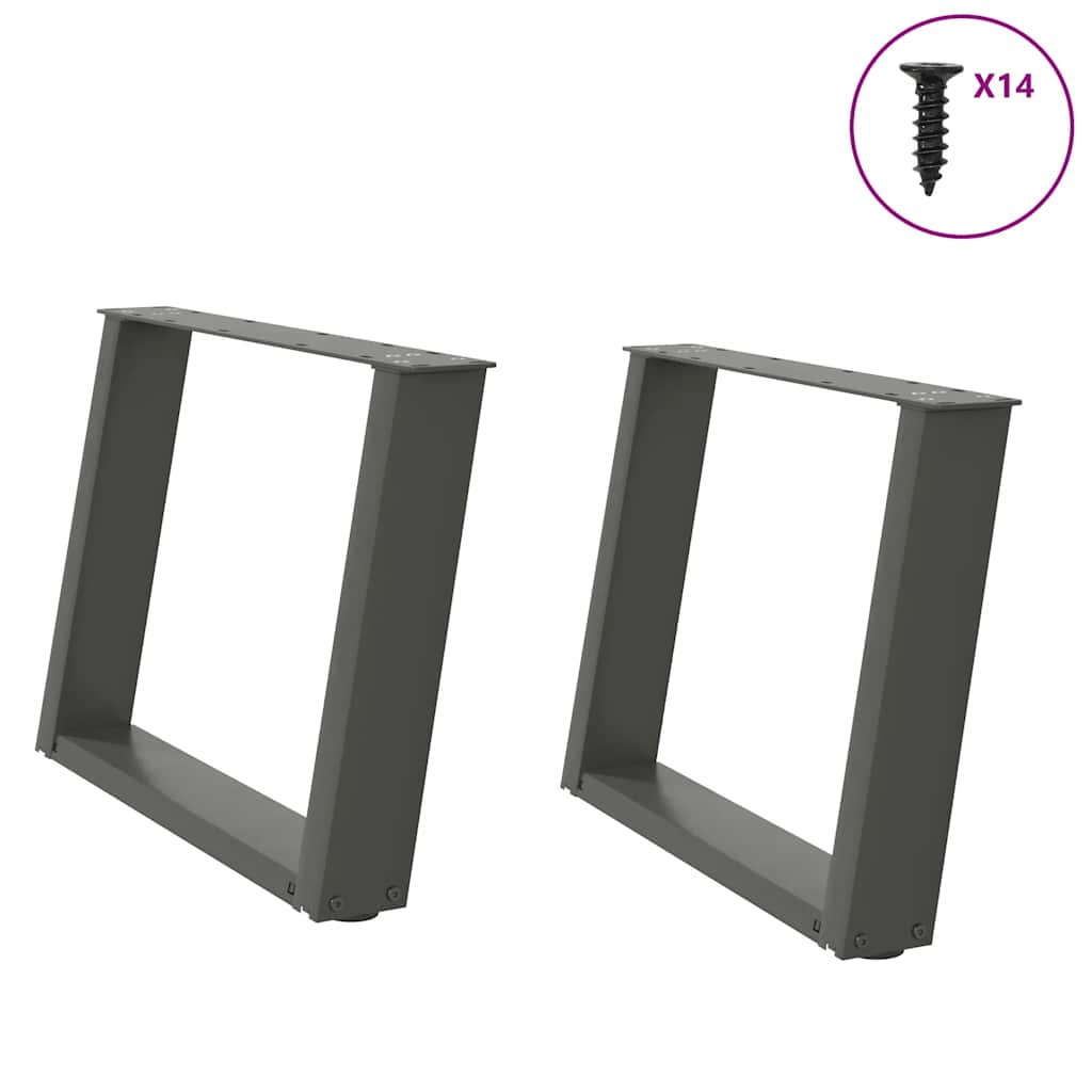 Noge za klub stolić U-oblik 2 kom antracit 70 x (42-43) cm čelik