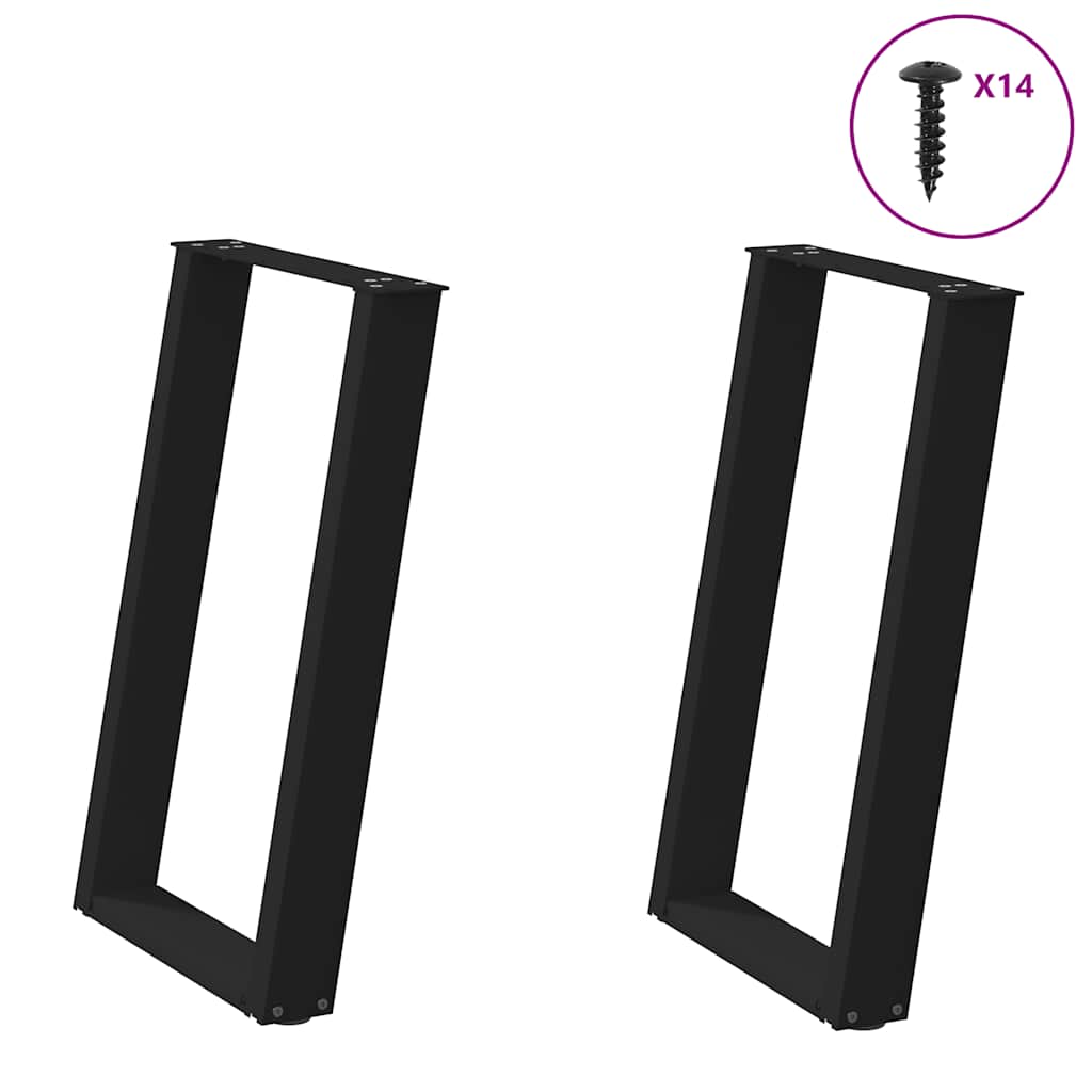 Noge za blagovaonski stol U-oblik 2 kom Crne 50 x (72-73) cm Čelik