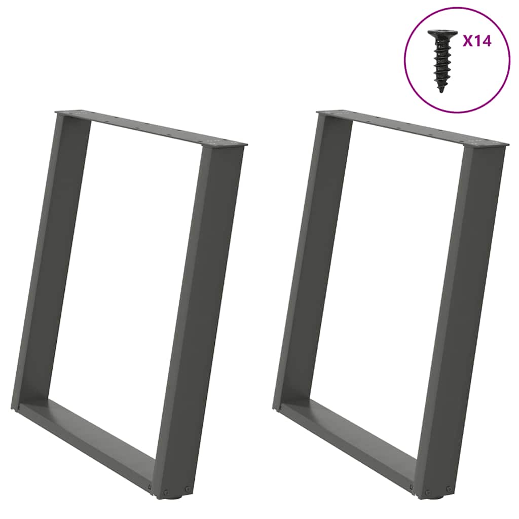 Noge za blagovaonski stol U-oblik 2 kom antracit 70 x (72-73) cm čelik