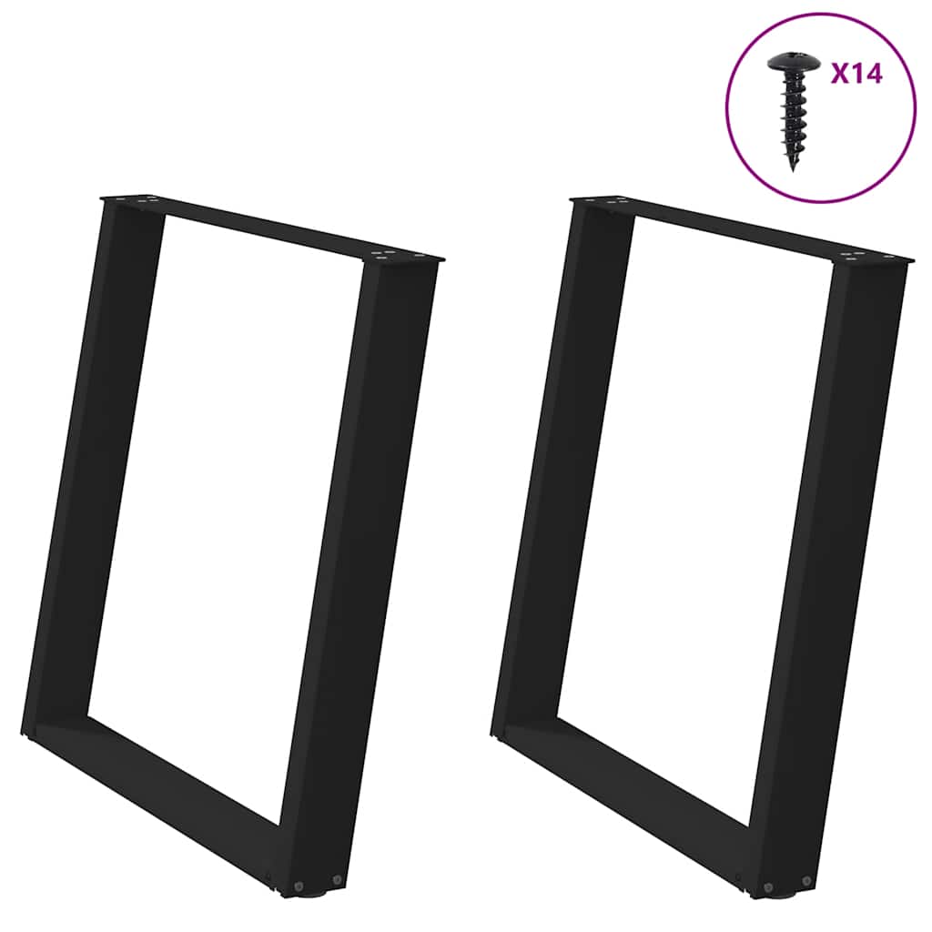 Noge za blagovaonski stol U-oblik 2 kom Crne 80 x (72-73) cm Čelik
