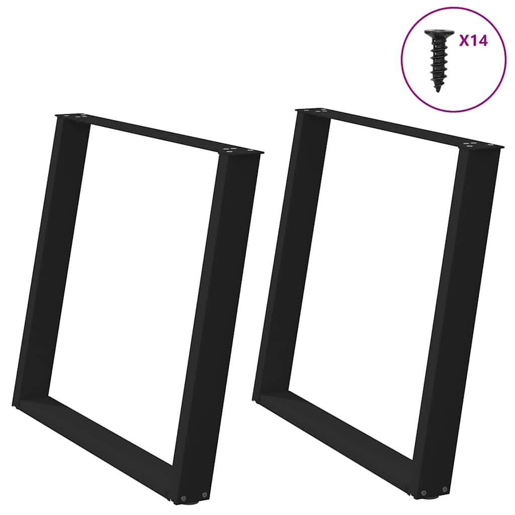 Noge za blagovaonski stol U-oblik 2 kom Crne 100 x (72-73) cm Čelik