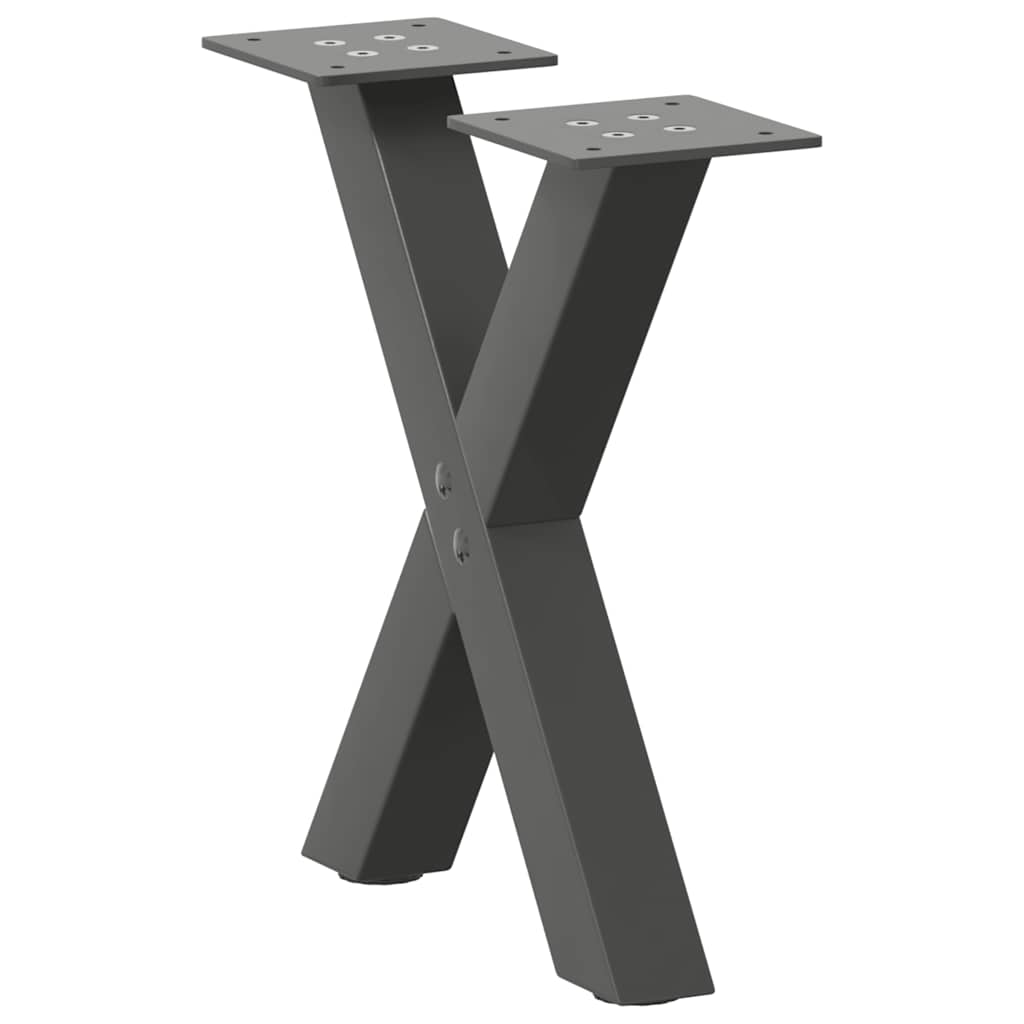 Noge za klub stolić u obliku slova X, 2 kom, antracit, 30 x (30-31) cm, čelik