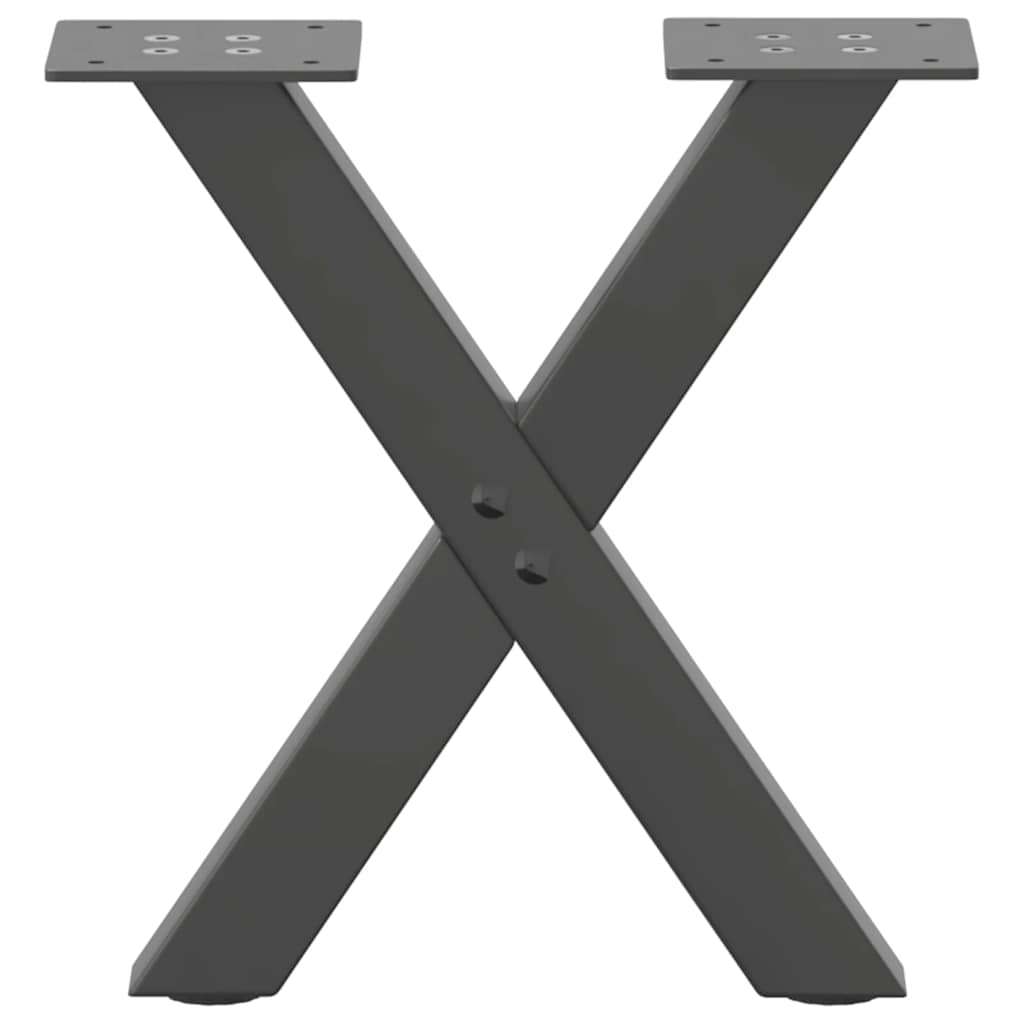 Noge za klub stolić u obliku slova X, 2 kom, antracit, 30 x (30-31) cm, čelik
