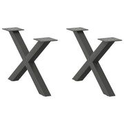 Noge za klub stolić u obliku slova X, 2 kom, antracit, 50 x (30-31) cm, čelik