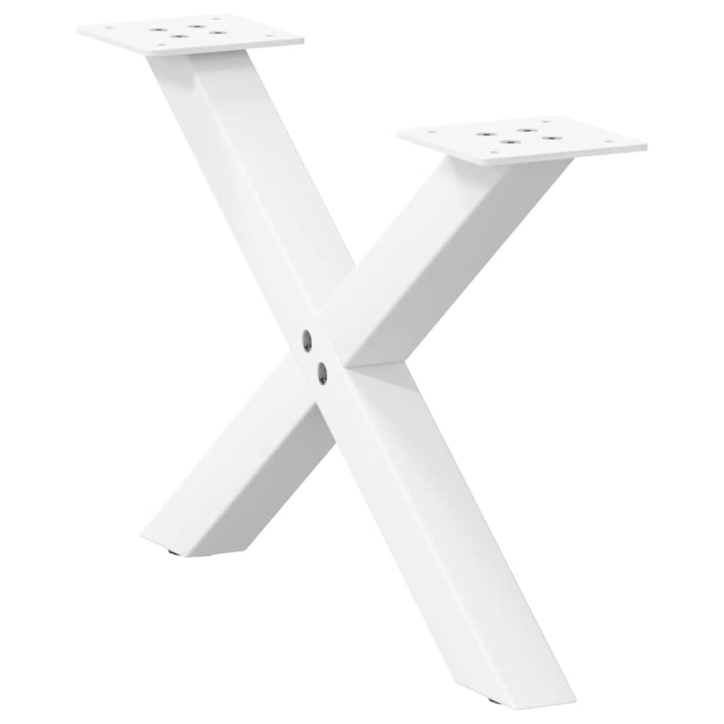 Noge za klub stolić u obliku slova X, 2 kom, bijele, 60 x (30-31) cm, čelik
