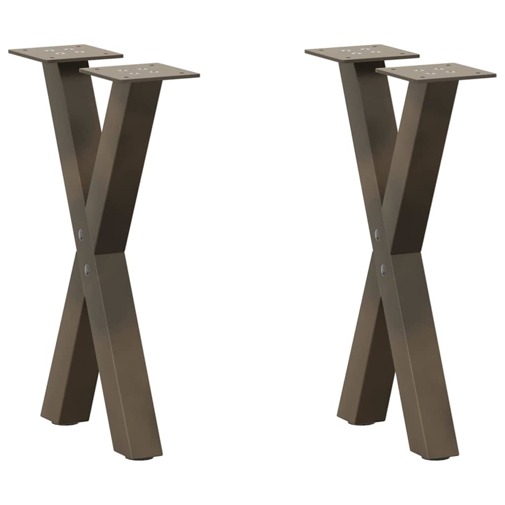 Noge za klub stolić u obliku slova X, 2 kom, prirodni čelik, 38 x (42-43) cm, čelik
