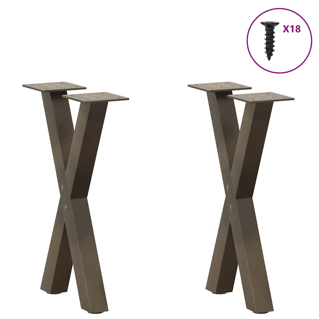 Noge za klub stolić u obliku slova X, 2 kom, prirodni čelik, 38 x (42-43) cm, čelik