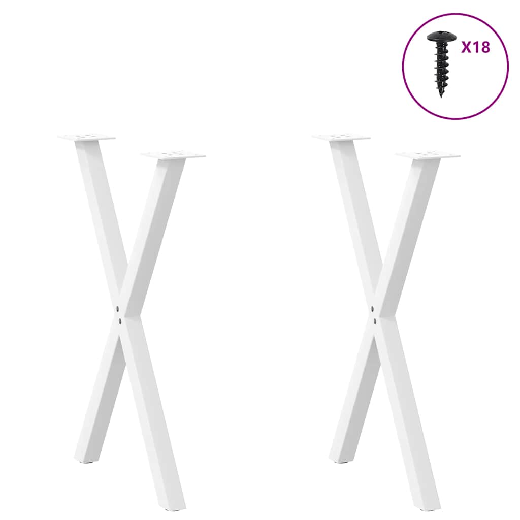 Noge za blagovaonski stol u obliku slova X, 2 kom, bijele, 50 x (72-73) cm, čelik