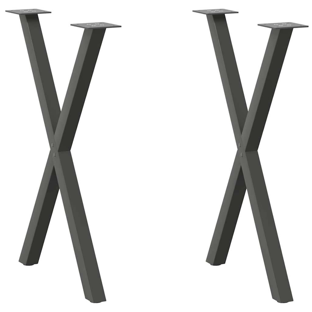 Noge za blagovaonski stol u obliku slova X, 2 kom, antracit, 50 x (72-73) cm, čelik