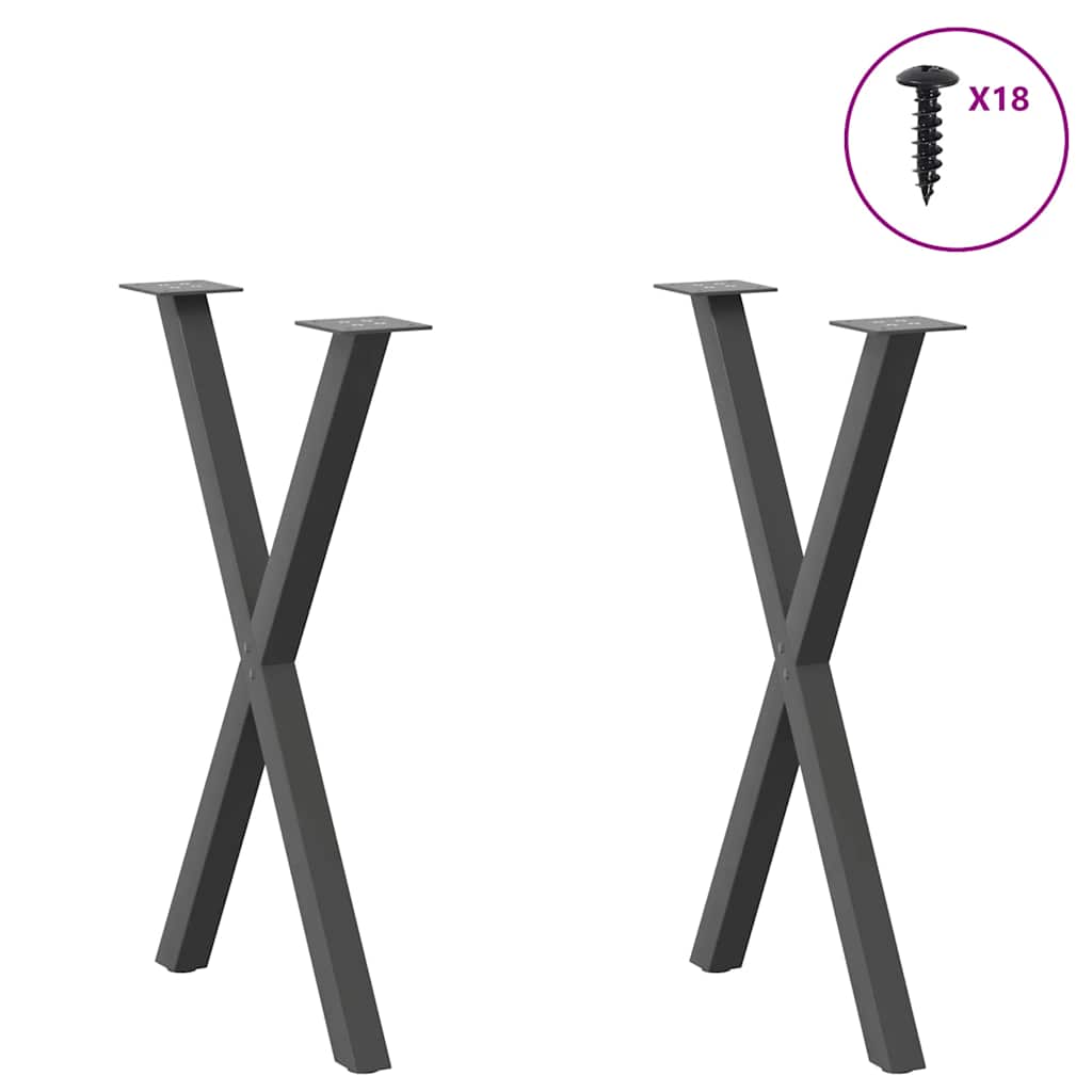 Noge za blagovaonski stol u obliku slova X, 2 kom, antracit, 50 x (72-73) cm, čelik