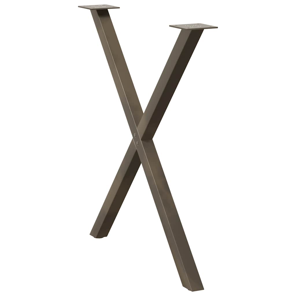Noge za blagovaonski stol u obliku slova X, 2 kom, prirodni čelik, 80 x (72-73) cm, čelik