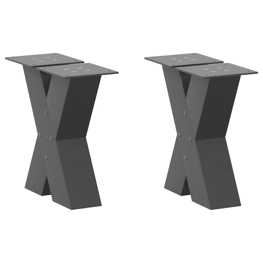 Noge za klub stolić u obliku slova X, 2 kom, antracit, 40 x (30-31) cm, čelik