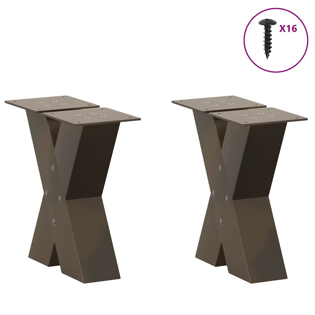 Noge za klub stolić u obliku slova X, 2 kom, prirodni čelik, 40 x (30-31) cm, čelik