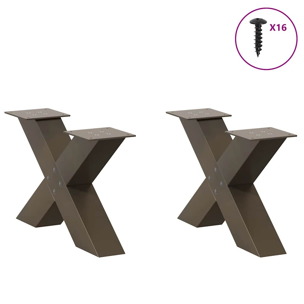 Noge za klub stolić u obliku slova X, 2 kom, prirodni čelik, 50 x (30-31) cm, čelik