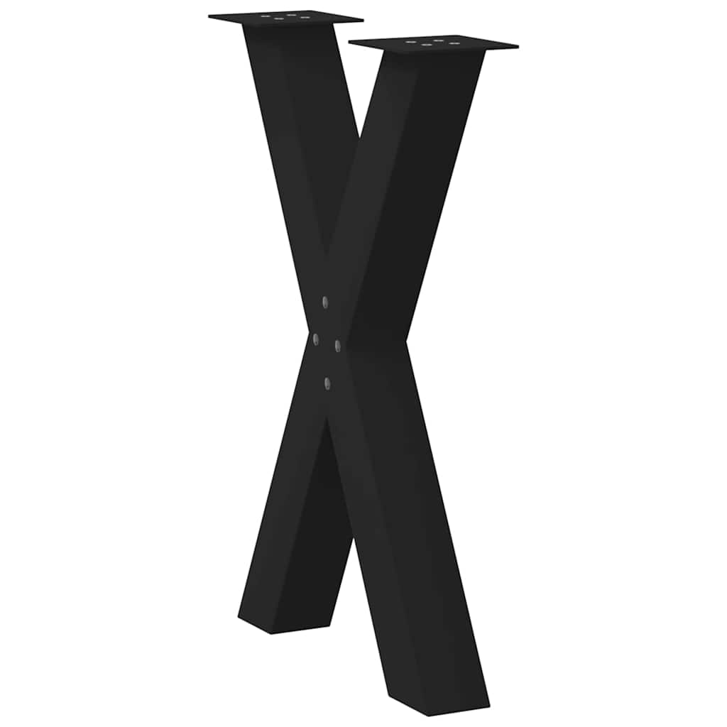Noge za blagovaonski stol u obliku slova X, 2 kom, crne, 50 x (72-73) cm, čelik