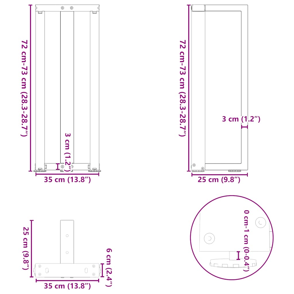 Noge za konzolni stol T-oblika 2 kom antracit 38x25x(72-73) cm čelik