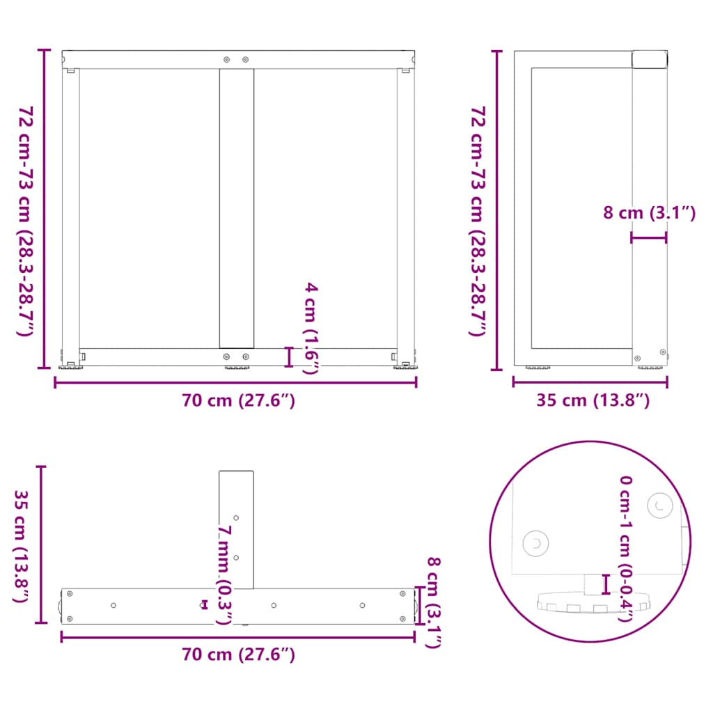Noge za blagovaonski stol T-oblika 2 kom antracit 70x35x(72-73) cm čelik