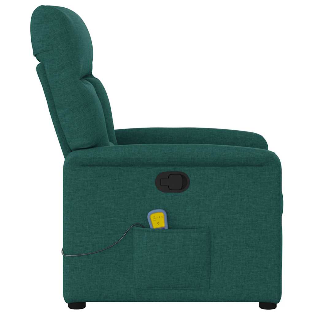 Masažni naslonjač od tkanine tamnozeleni