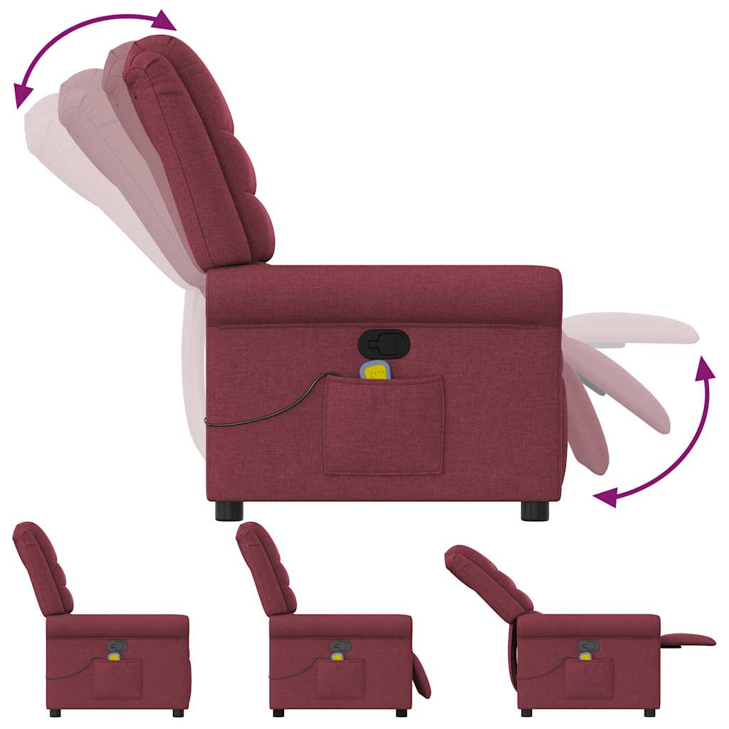 Masažni naslonjač od tkanine crvena boja vina