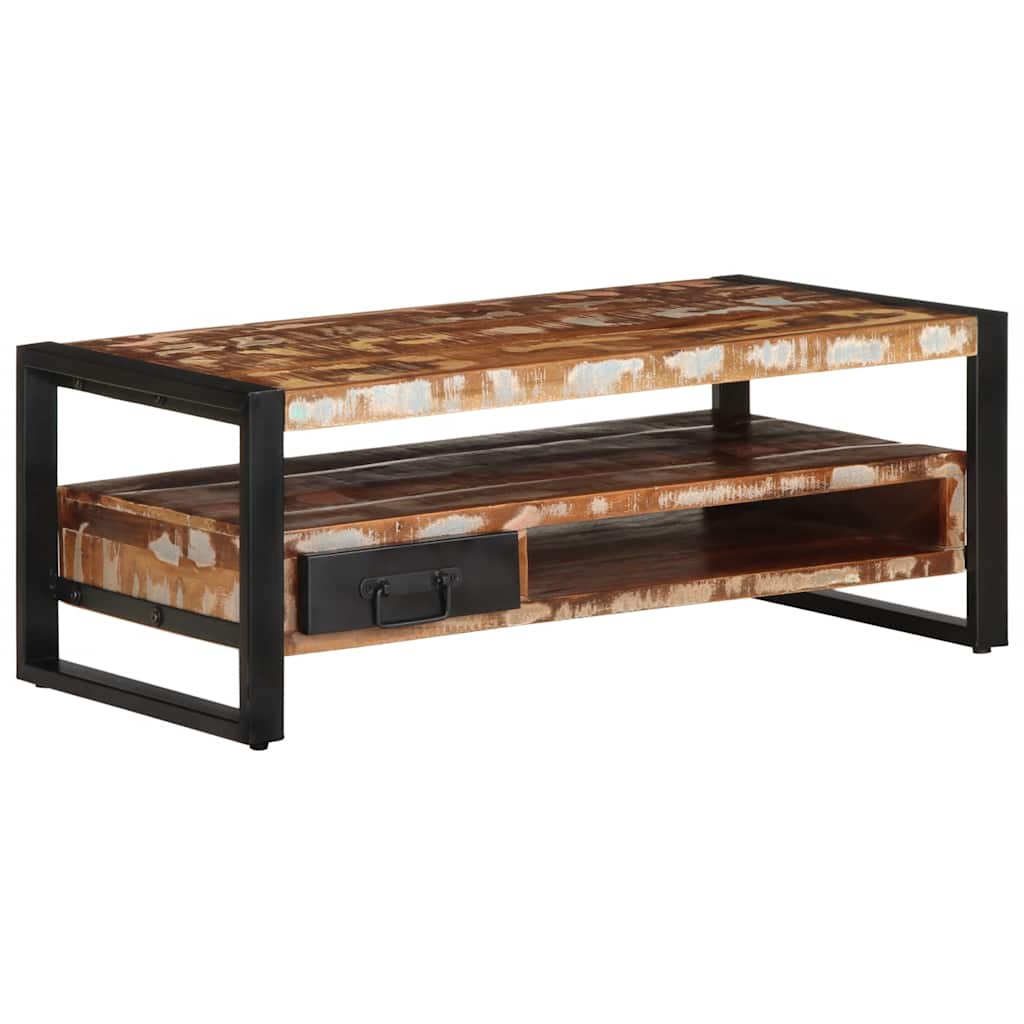 Višebojni stolić za kavu 90x50x36 cm puno drvo obrađeno