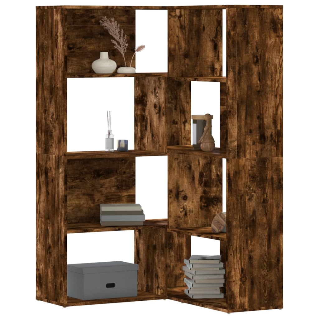 Kutni regal za knjige 4 razine boja hrasta 85x85x140 cm drveni